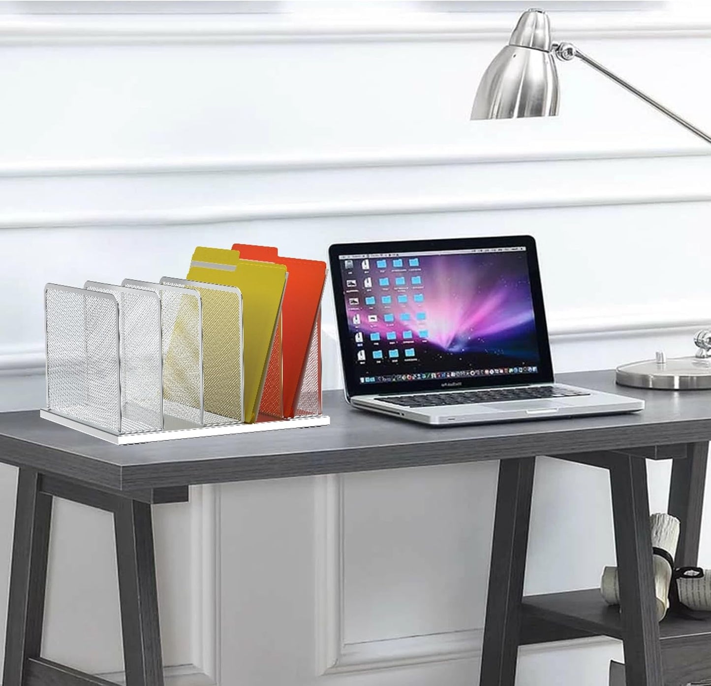 Kuntine.B Desk File Organizer Upright Mesh Desktop Organizer File Sorter Office Organization File Holder for Home