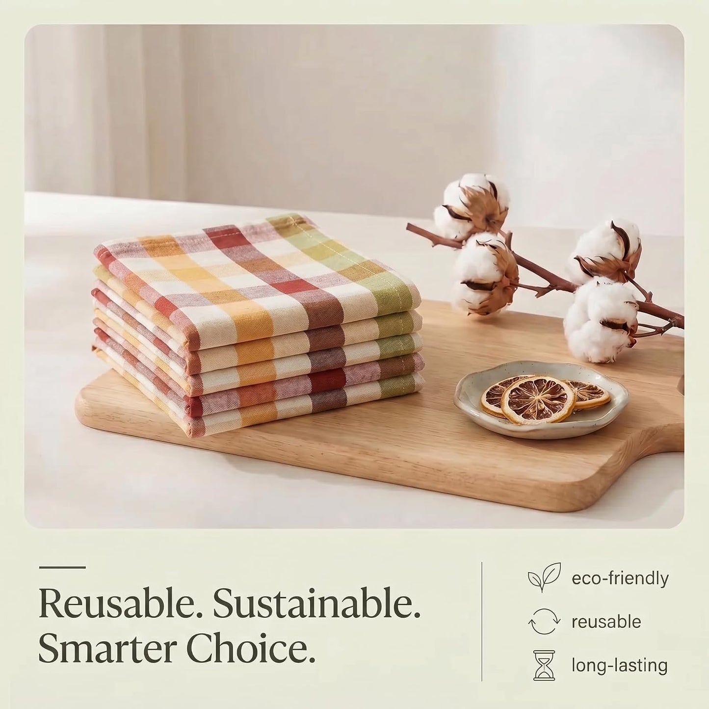 Urban Villa Kitchen Towels Cotton Dish Towels 20”x30” (Set of 6) Harvest