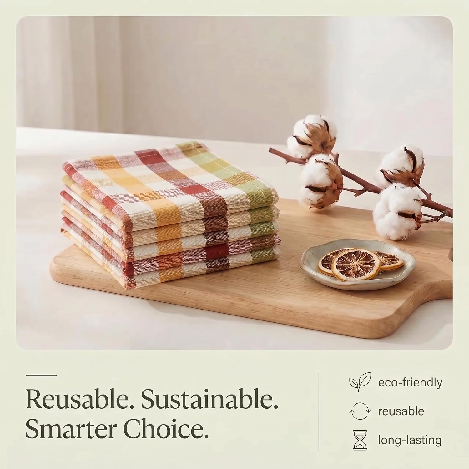 Urban Villa Kitchen Towels Cotton Dish Towels 20”x30” (Set of 6) Harvest