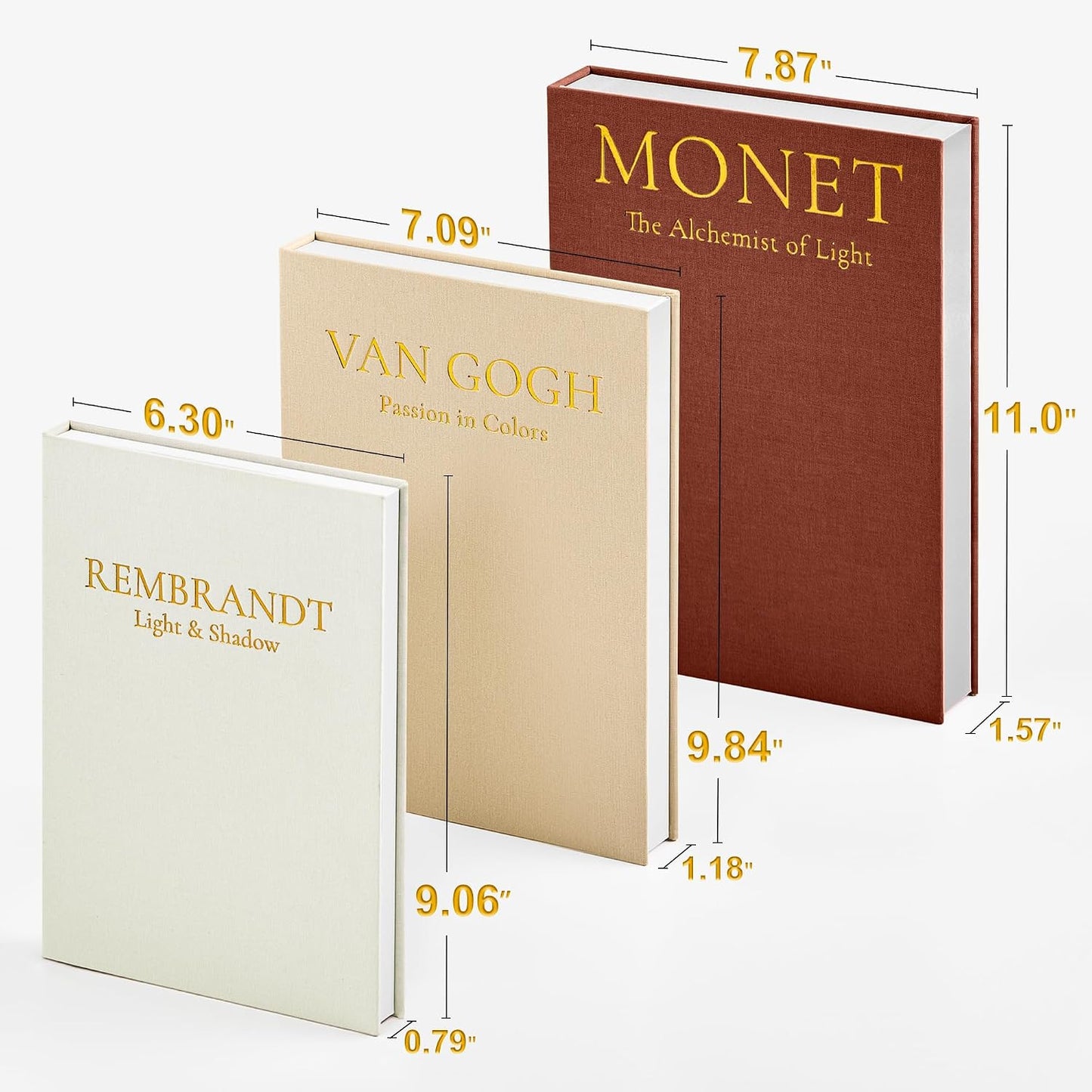 Linen Faux Books / Brown-beige-apricot / Set of 3