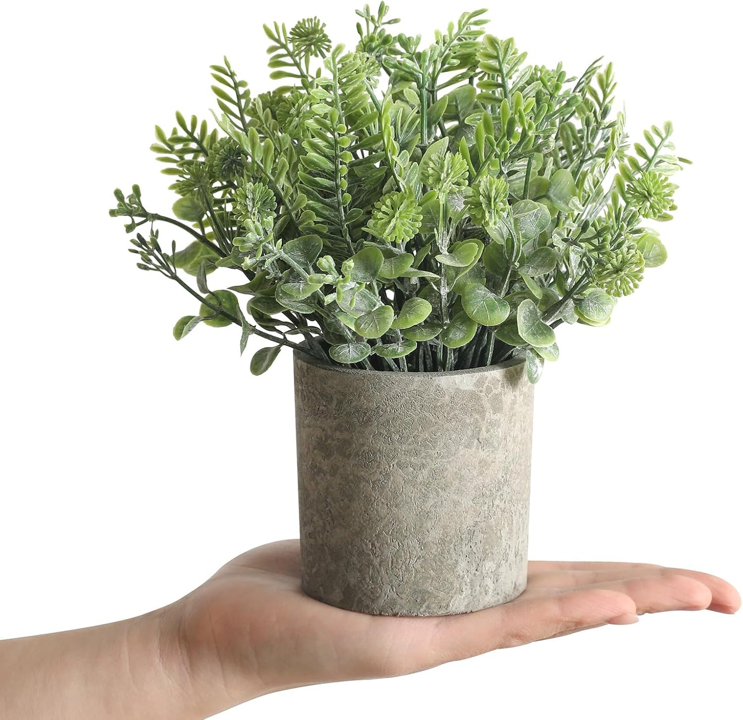 Mini Potted Fake Plants Artificial Plastic Indoor Eucalyptus Plants / Light Green / Set of 3