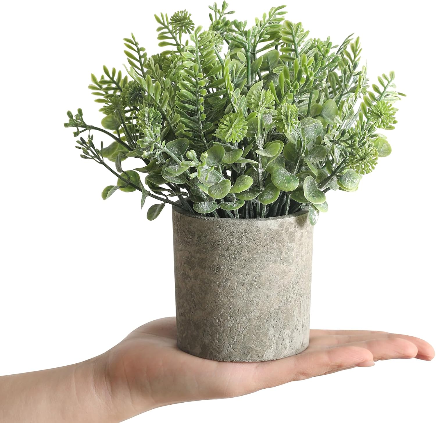 Mini Potted Fake Plants Artificial Plastic Indoor Eucalyptus Plants / Light Green / Set of 3