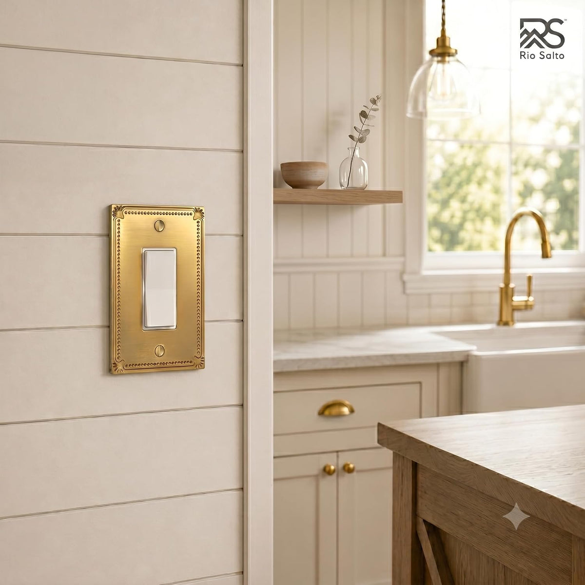 Rio Salto Rocker Light Switch Cover Plate Decorator Paddle GFCI Wall Plates Brushed Gold Metal 1 Gang Switch Plate