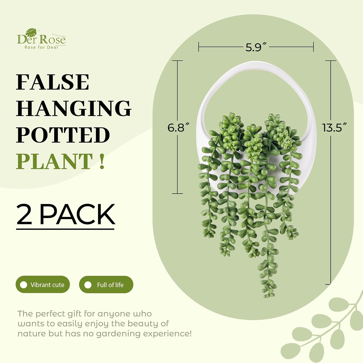 Strings Artificial Plants Indoor Outdoor for Boho Wall Decor / White
