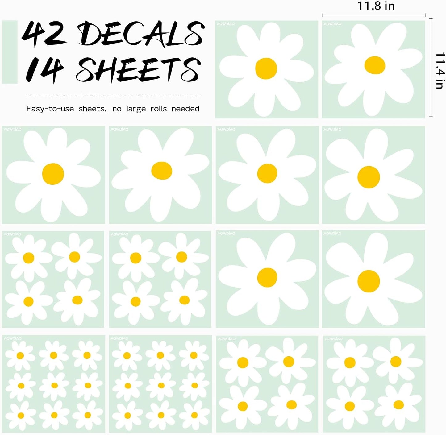 Large Daisy Wall Decals / White / Set of 42