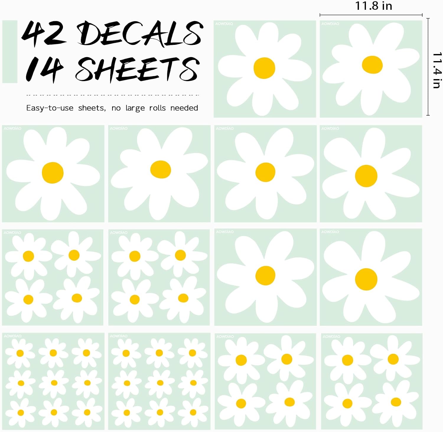Large Daisy Wall Decals / White / Set of 42