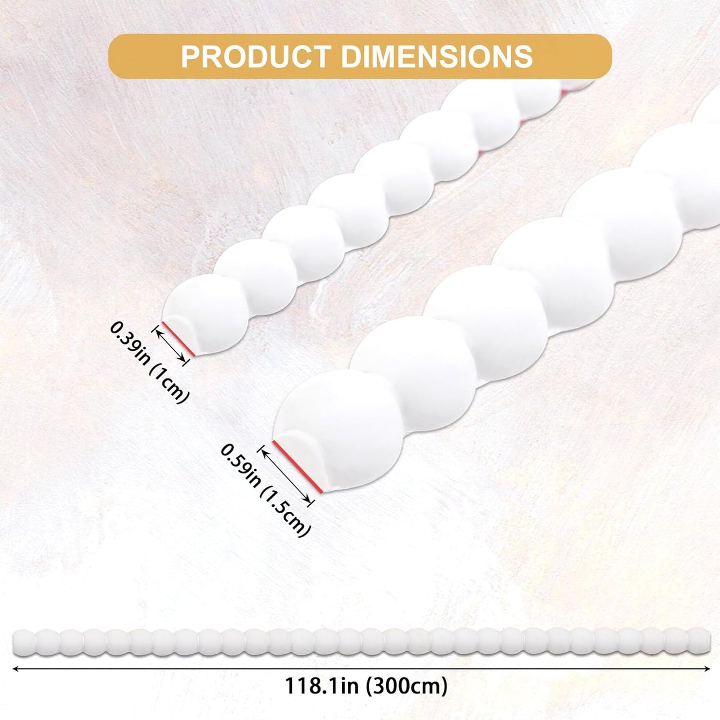 Peel and Stick Beaded Molding / 118 x 0.59 / White
