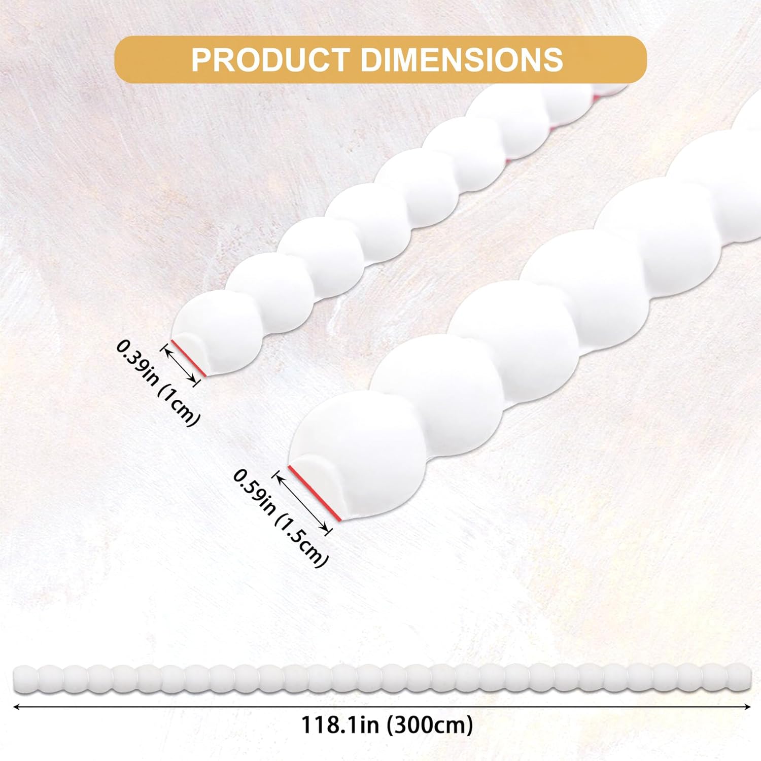 Peel and Stick Beaded Molding / 118 x 0.59 / White
