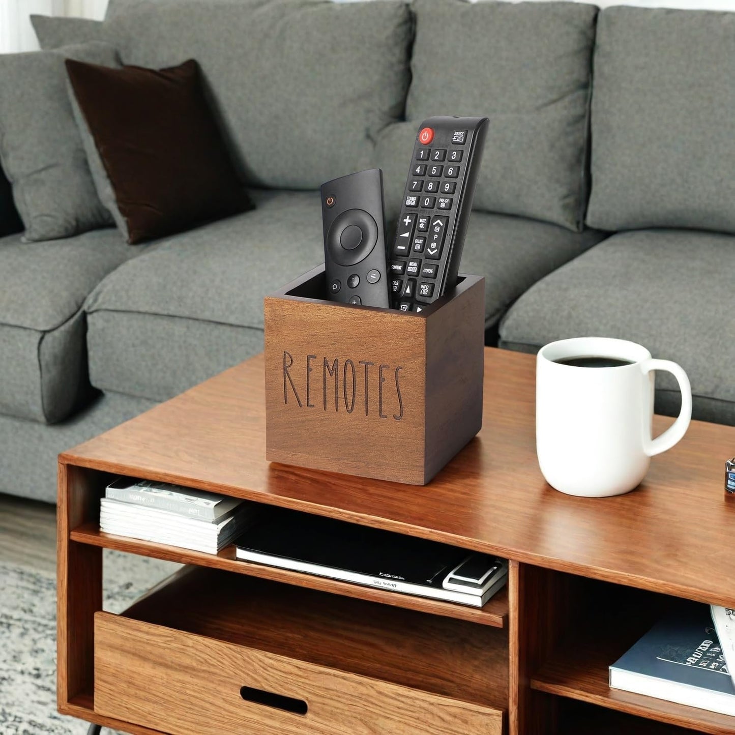 TV Remote Holder / Brown / S,for 2 or 3 Remote Controls