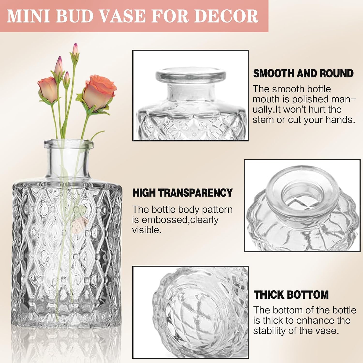 Bud Vases for Flowers / Clear / Set of 32