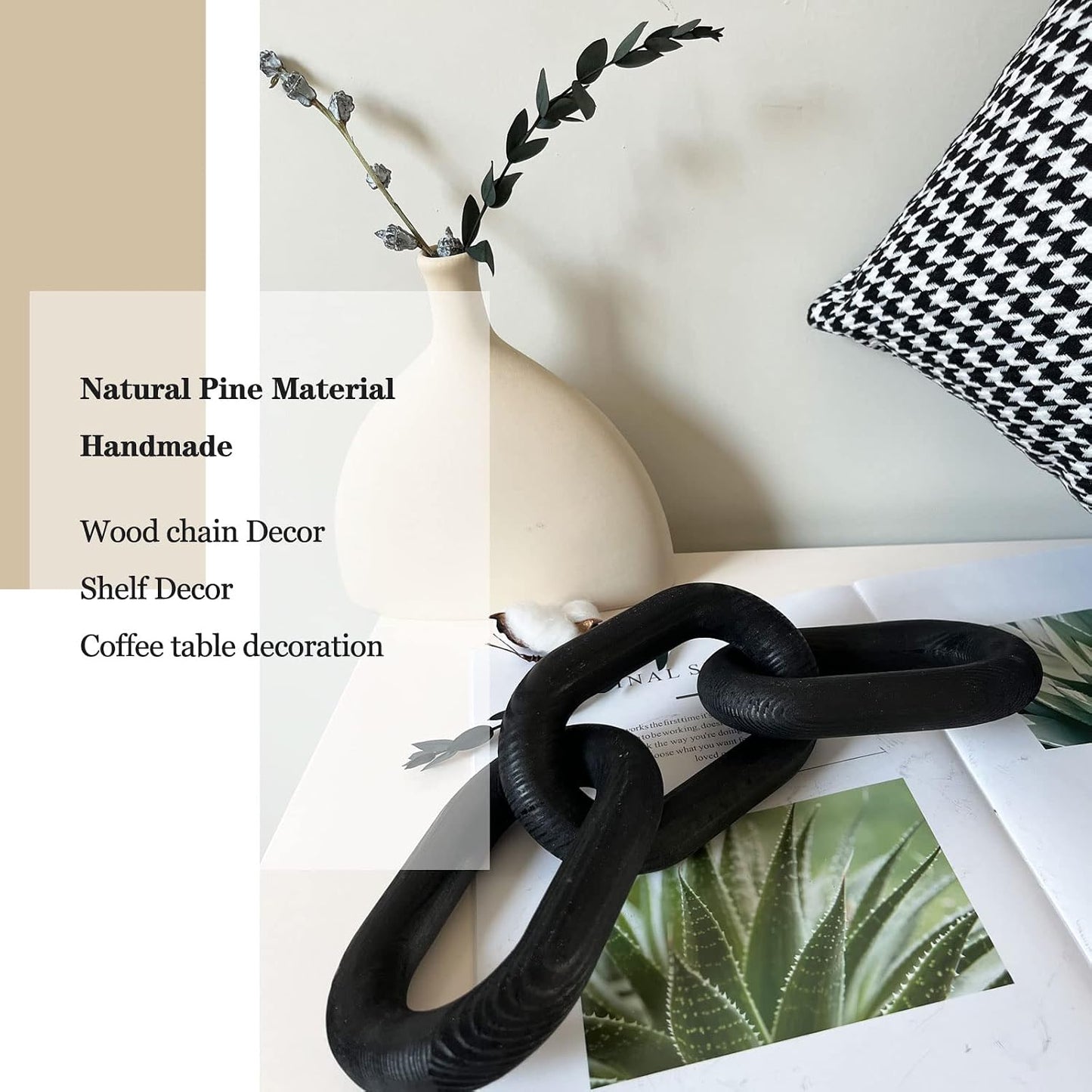 Wood Chain Link Decor3 Link Chain Decoration Pine Wood Carved Modern Home Decoration Used / A