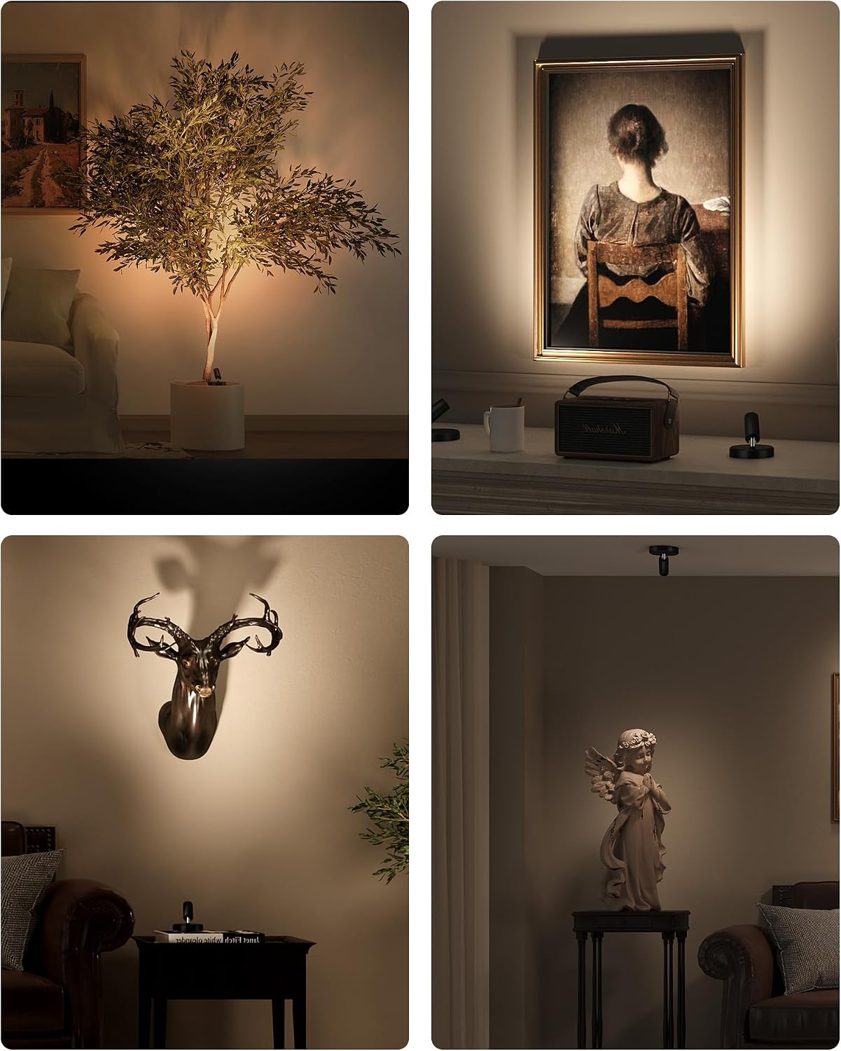 EZVALO Spotlights Indoor with Remote, 5500mAh Rechargeable Picture Lights, Wireless LED Uplighting with Timer &
