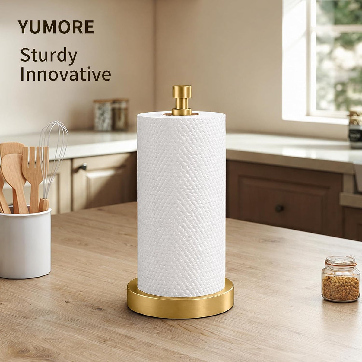 3.9lbs Heavy Duty Paper Towel Holder Countertop Weighted Base Gold | Stainles Steel,Modern Standing Countertop