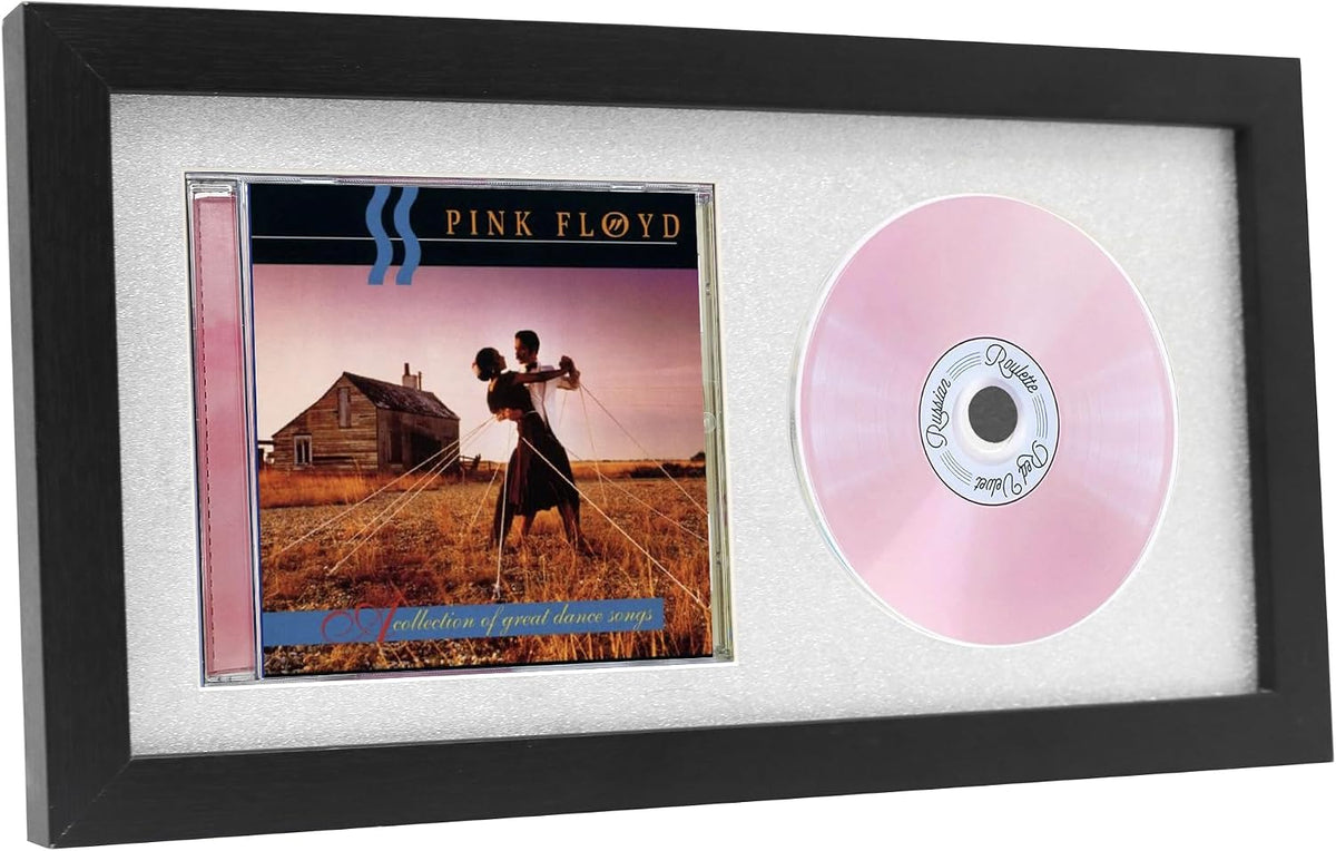14.4" x 7.9" CD Display Frame with Real Glass | Signed CD Music Frame for Wall and Tabletop,CD Holder with Silver Mat