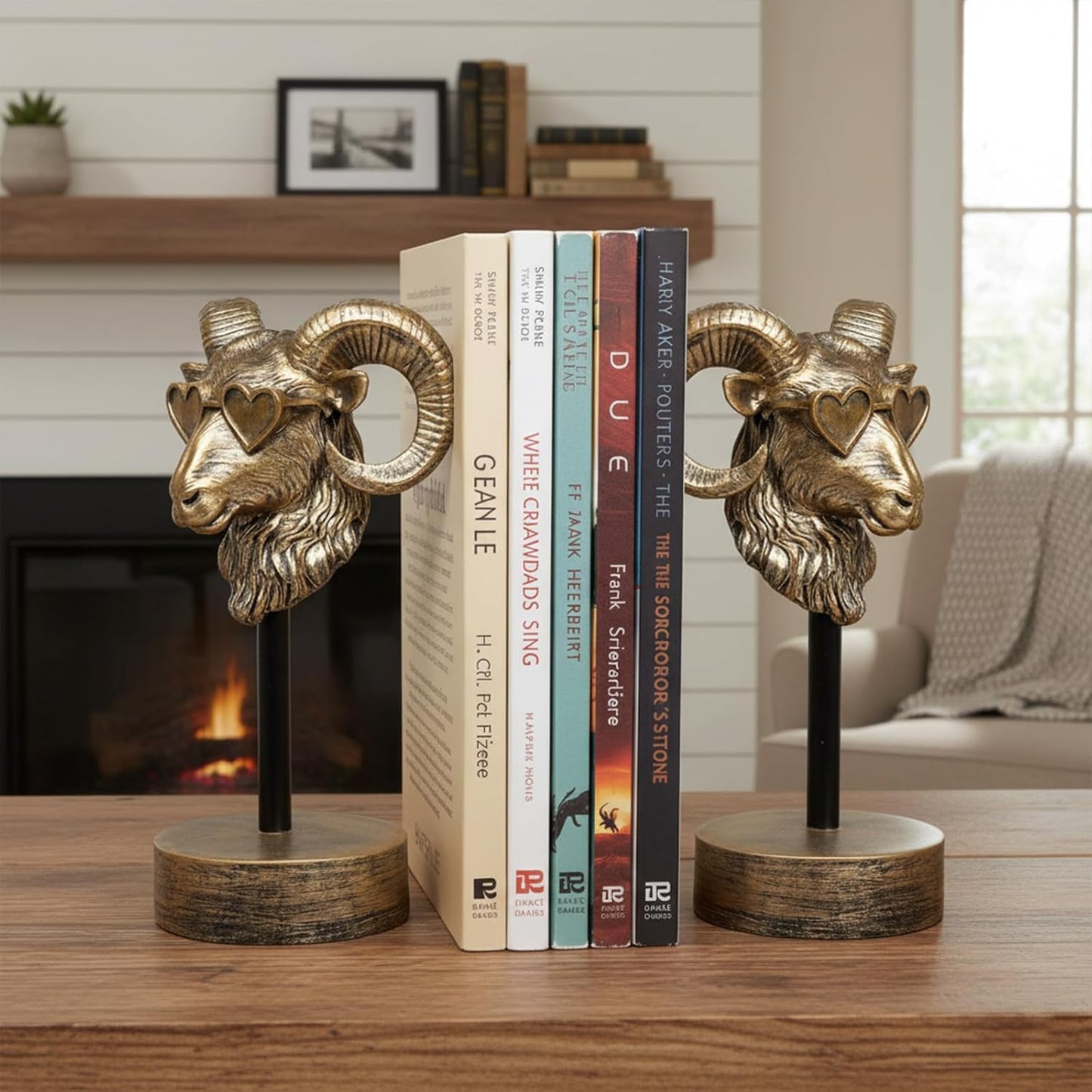 Vintage Sheep Bookends / Golden Bighorn