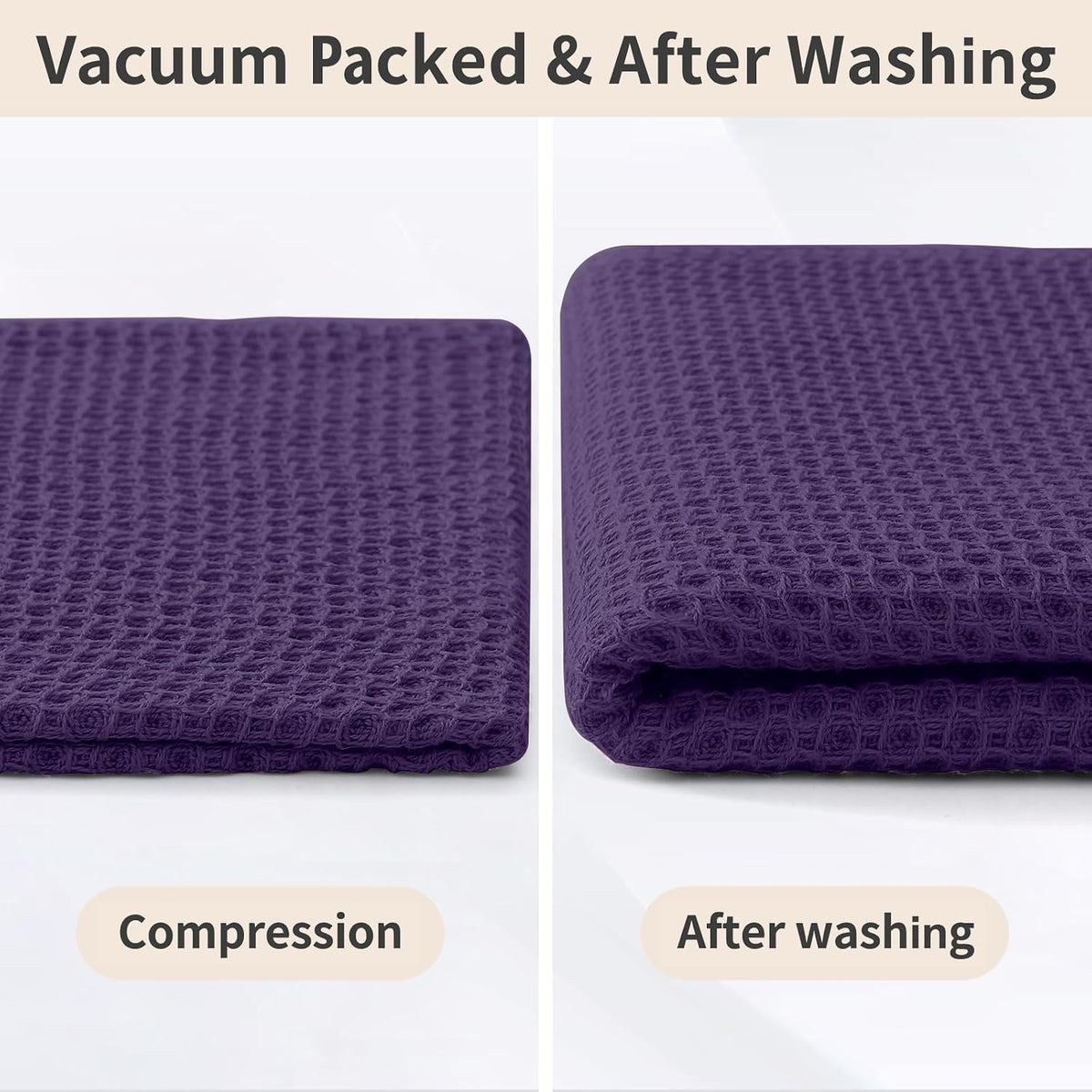 Homaxy 10 Pack 100% Cotton Kitchen Towels and Dishcloths Set, Eggplant | 12 x 12 Inches and 13 x 28 Inches Kitchen