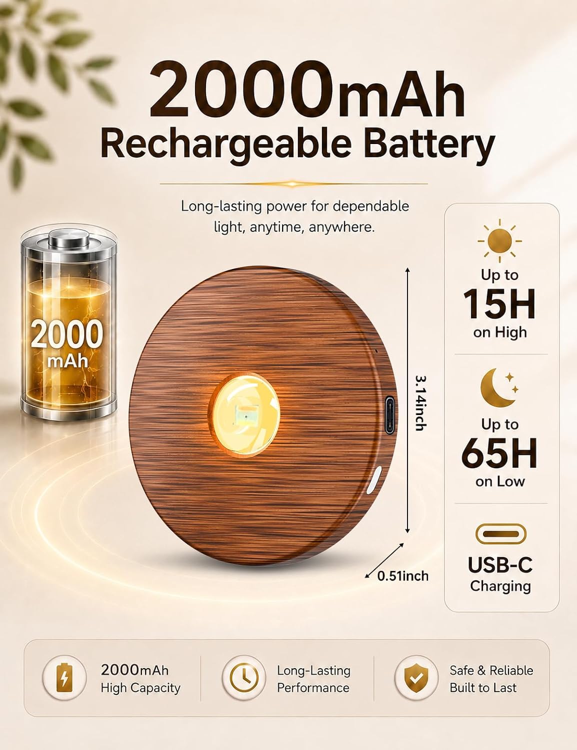 Puck lights with remote, 2000mAh rechargeable cabinet light, Under Cabinet Lighting Wireless, Display Cabinet, Dimmable