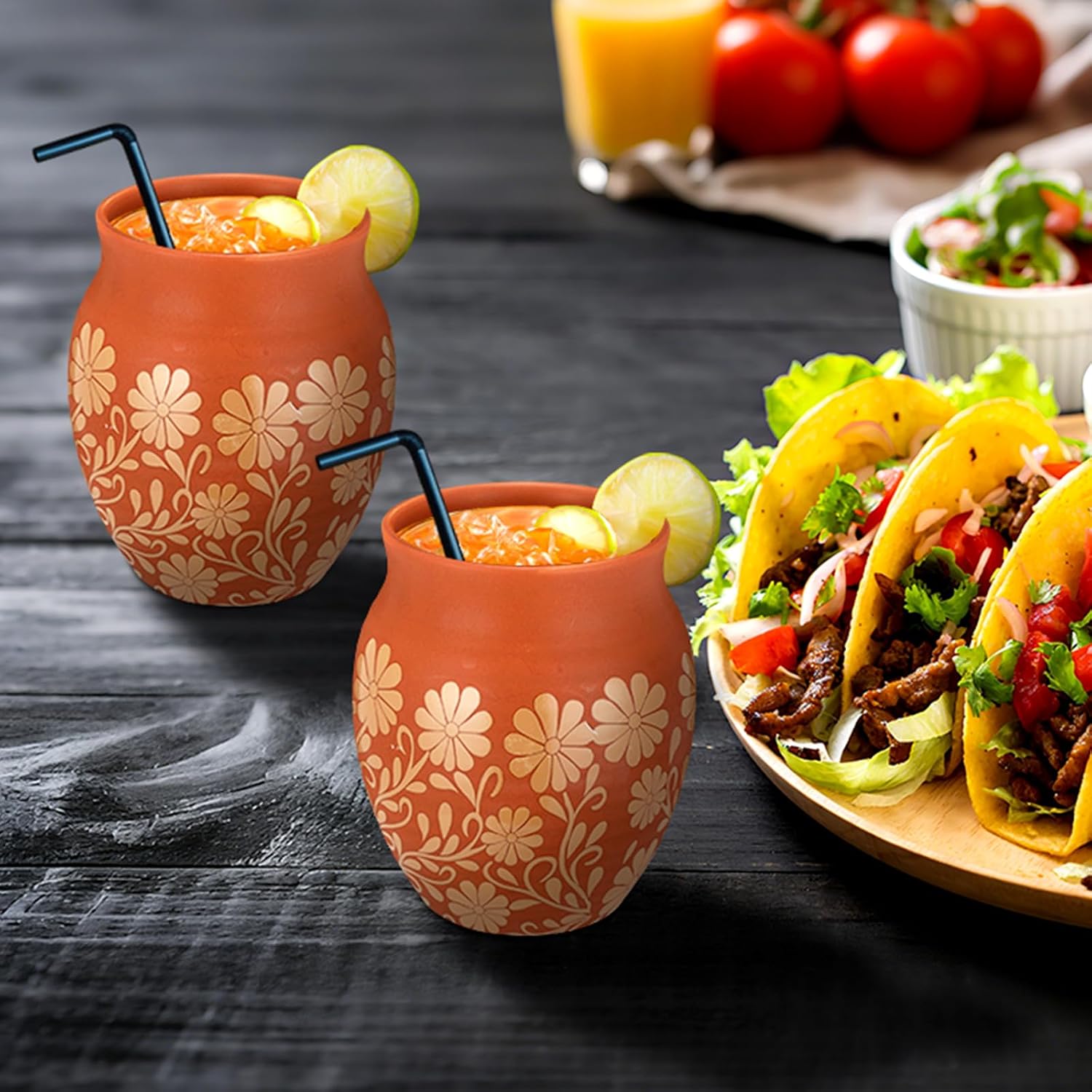 16 oz Cantaritos De Barro Mexicanos Cantaritos Shooters Terracotta Taco Tuesday Mexican / Set of 2