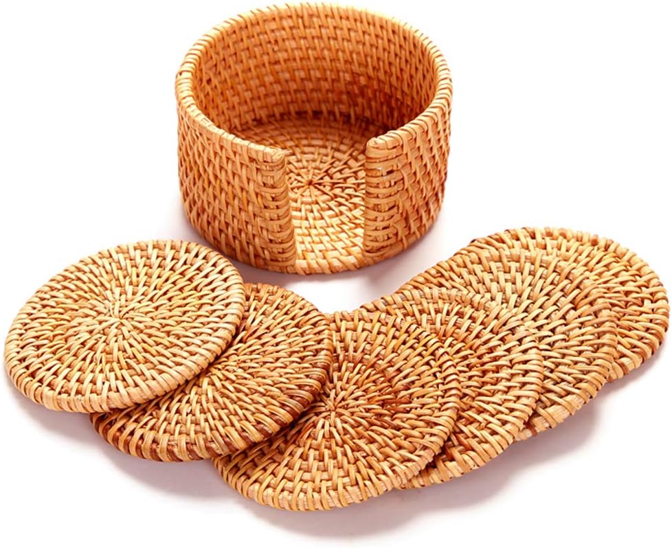 Wicker Cup Holders / Round / 4 Inch / Set of 6
