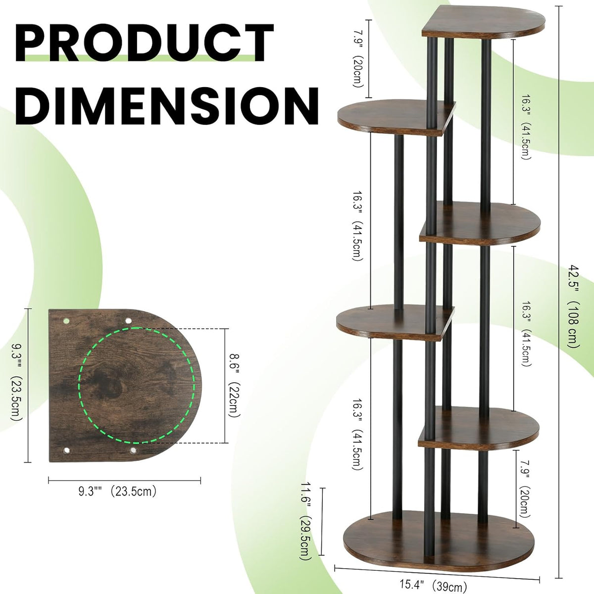 Tiered Plant Stand Indoor, Tall 6 Tier 7 Potted Wooden Plant Shelf for Multiple Flower Plants, Multi Corner Metal Plant