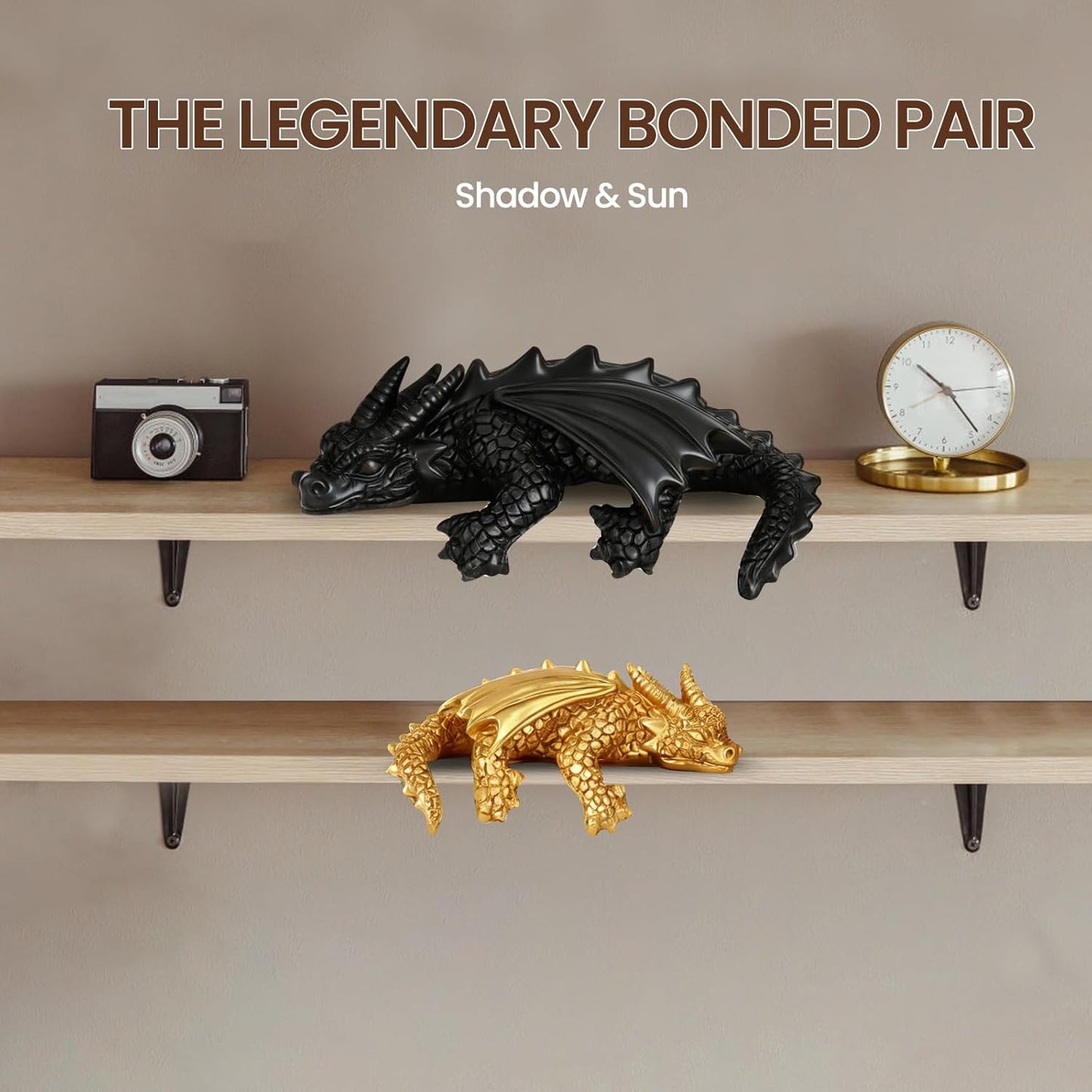 Gold Dragon Statues / Black