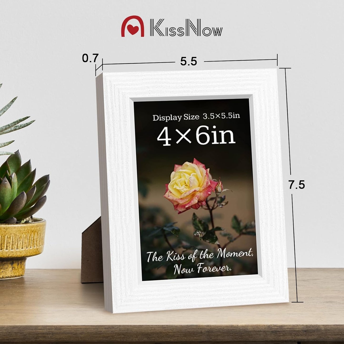 4x6 Picture Frame 4 Pack, White Solid Wood, Wall or Tabletop, Room | Gallery Wall Set, Thick & Wide Border, Polished