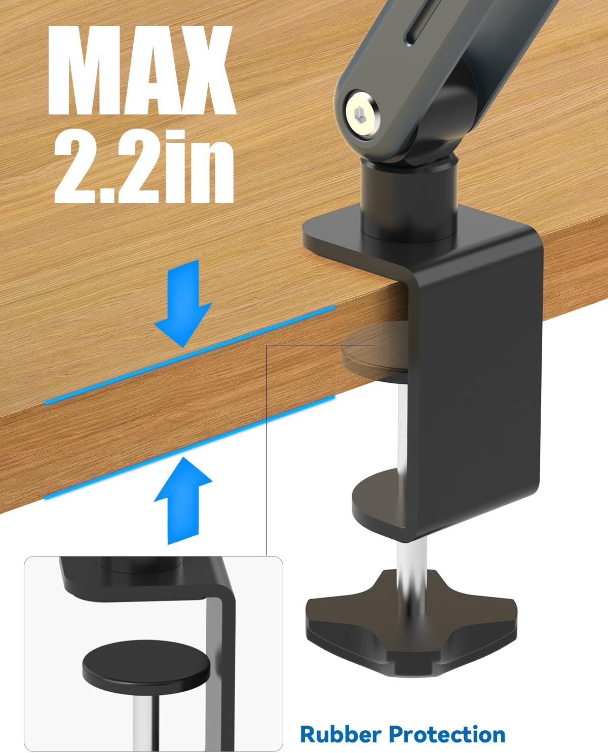 Desk Clamp Acrylic Book Stand for Reading, Ergonomic Design Adjustable Height up to 20 inches with Rotating Bases