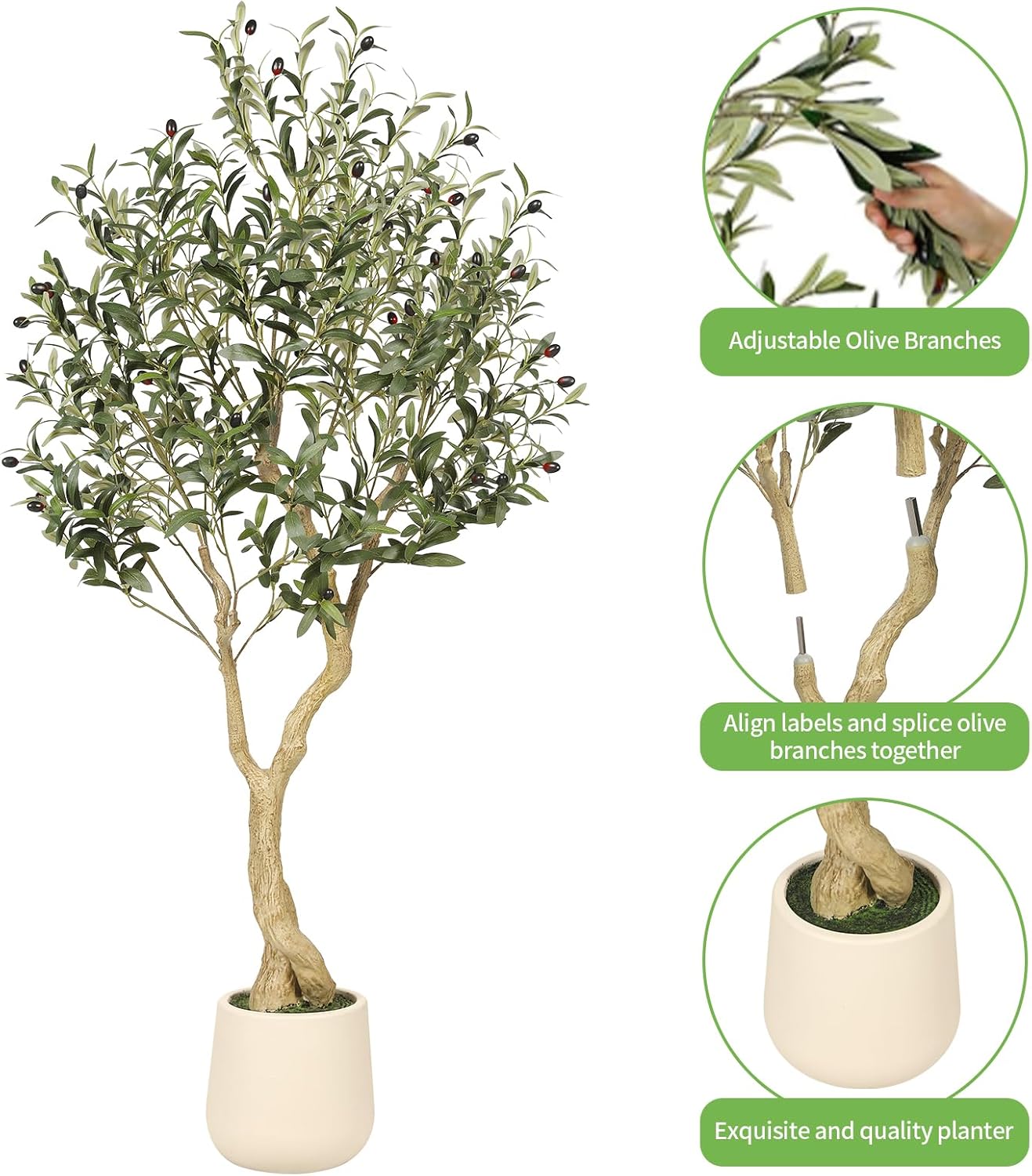 Tall Exquisite Planter / 5ft / White / 5 Inch