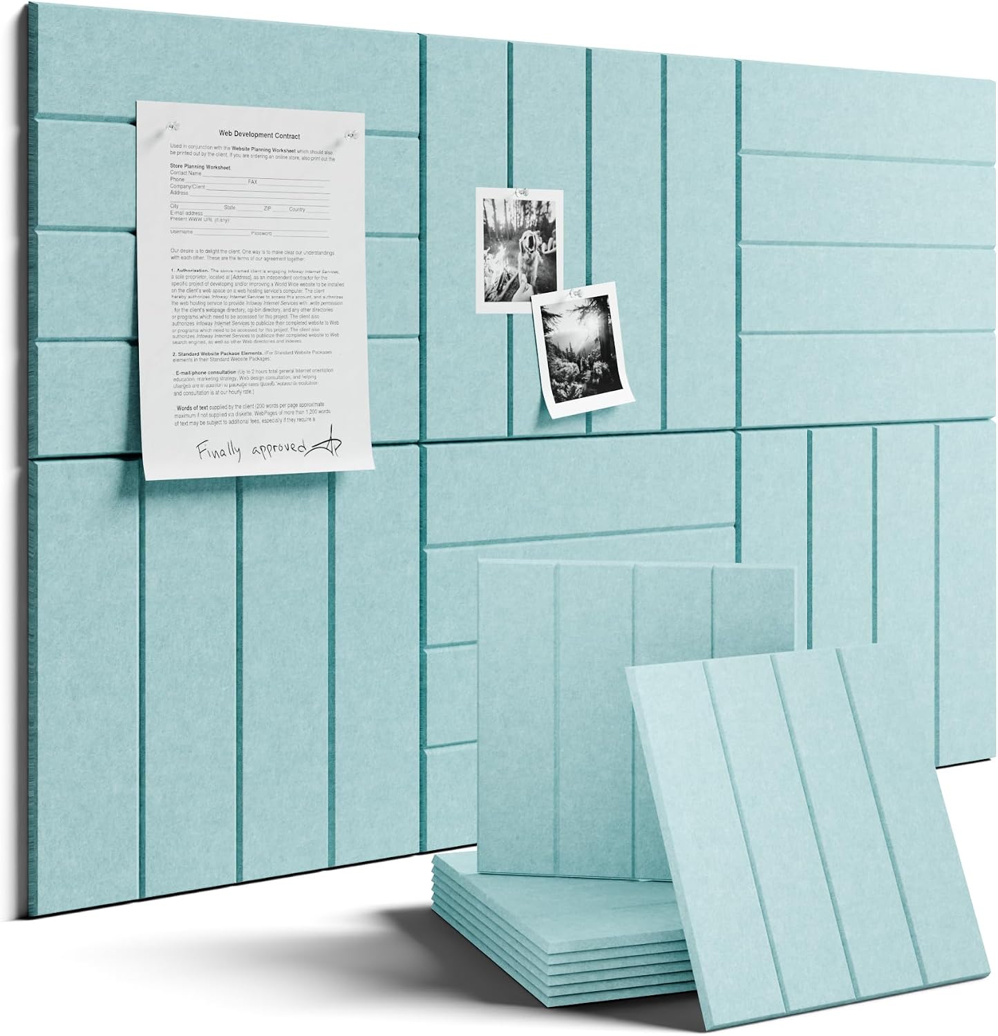 Fluxynara Felt Bulletin Board & Cork Board Alternative, Aqua Blue