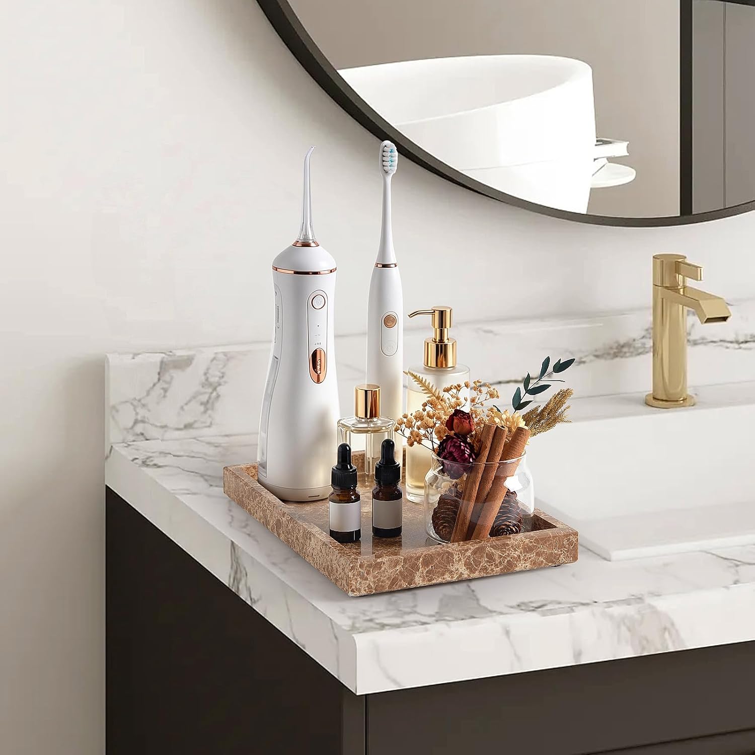 Marble Tray / Stone Trays / Dark Brown / 12 x 8