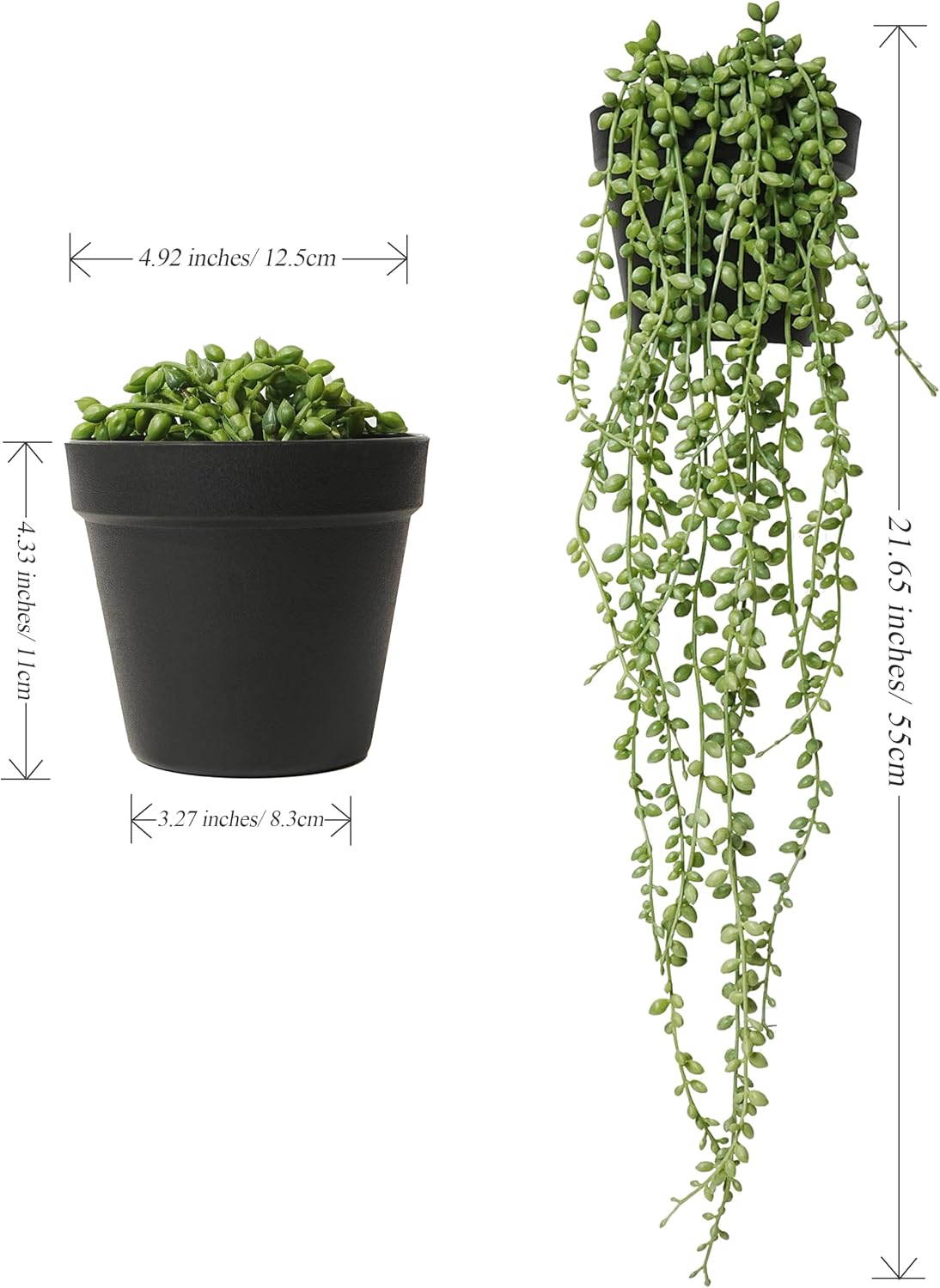 Beaded Plant Succulents Plants Artificial / Black / Set of 2