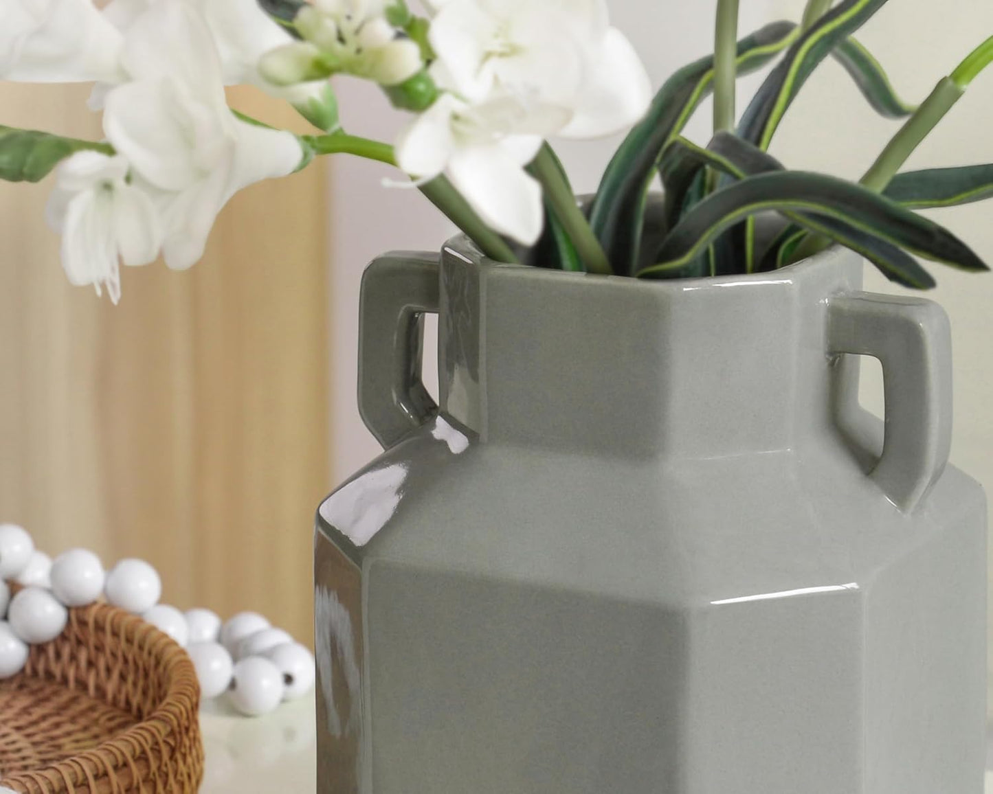 Boho Vase / Modern Ceramic Vase / 7.3 Inch-green / 7.3 Inch