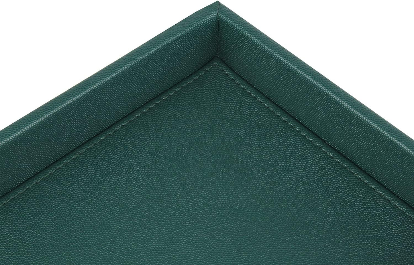 Faux Leather Decorative Tray / Dark Green / 10.2 x 8.4 x 1.8