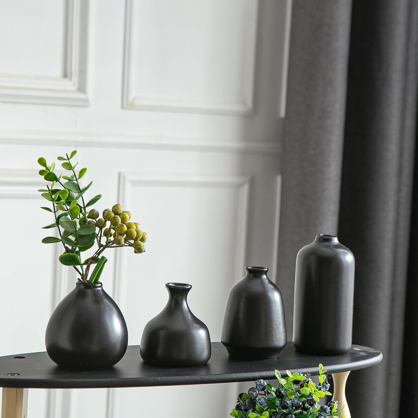 Small Ceramic Vase / Black / Set of 11