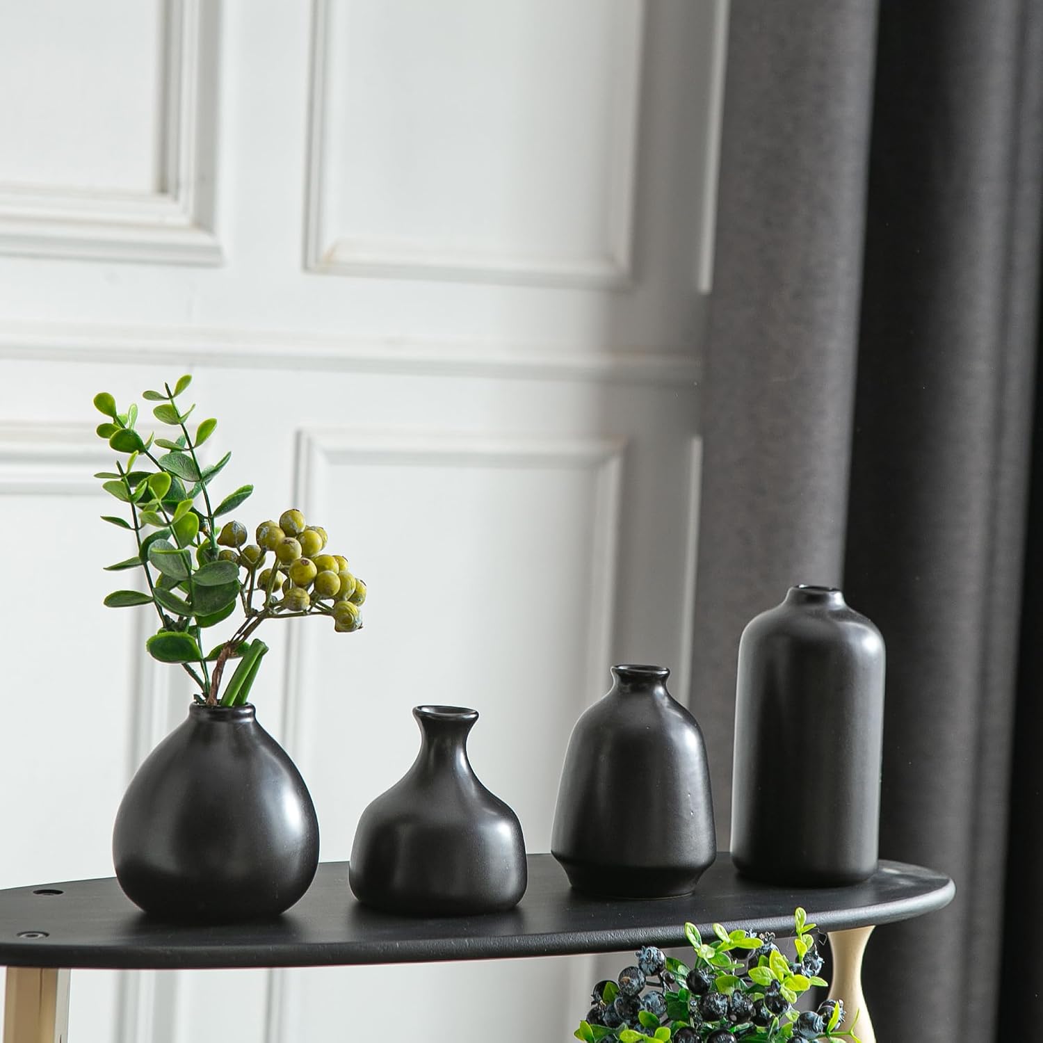 Small Ceramic Vase / Black / Set of 11