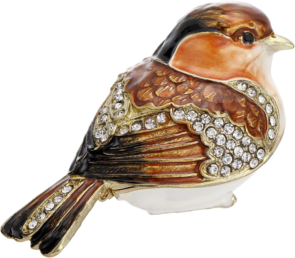 Unique Figurine / Hinged Jewelry Organizer for Ring Earrings / Gold Finch