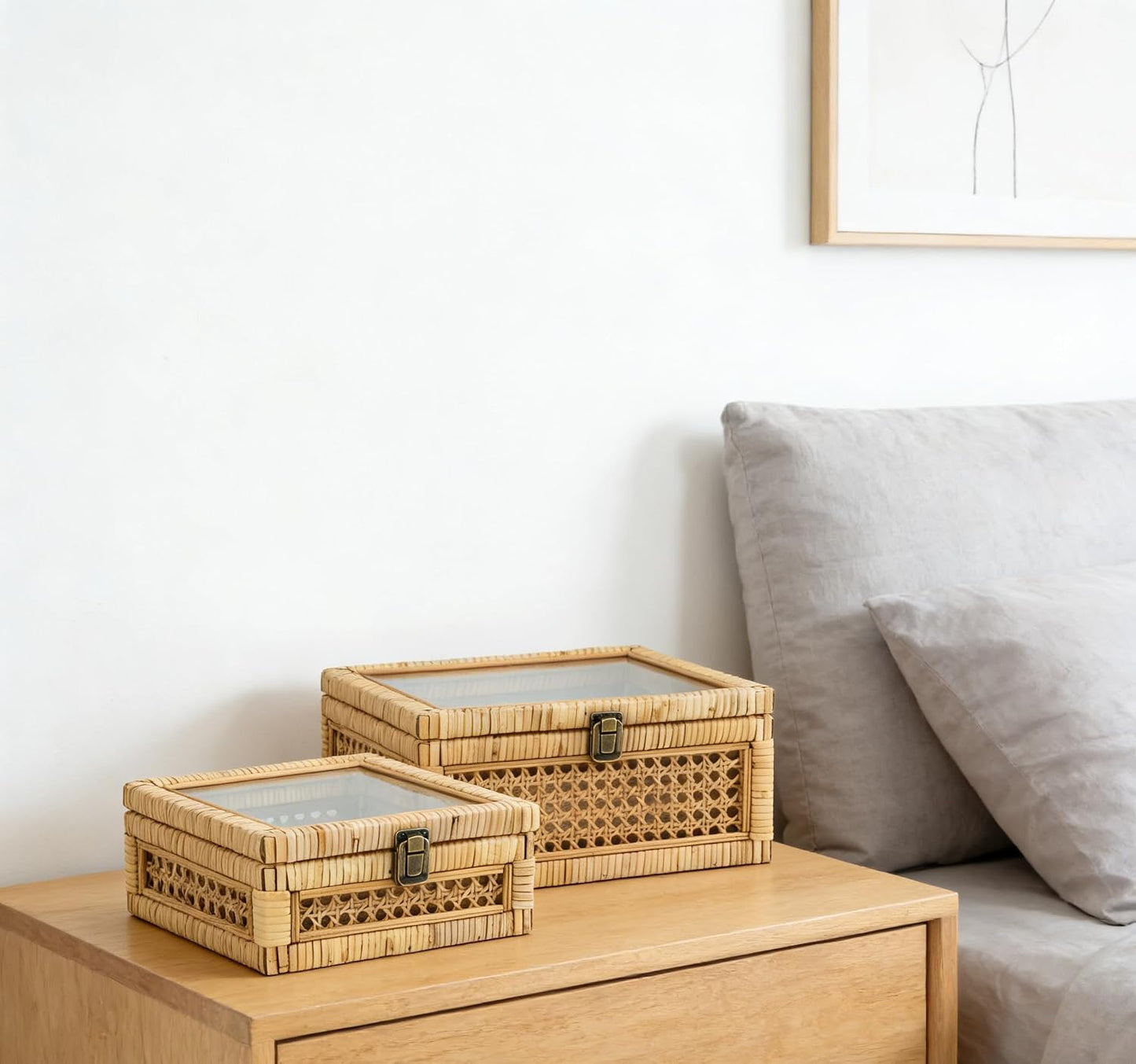 Wicker Decorative Bins / Set of 2