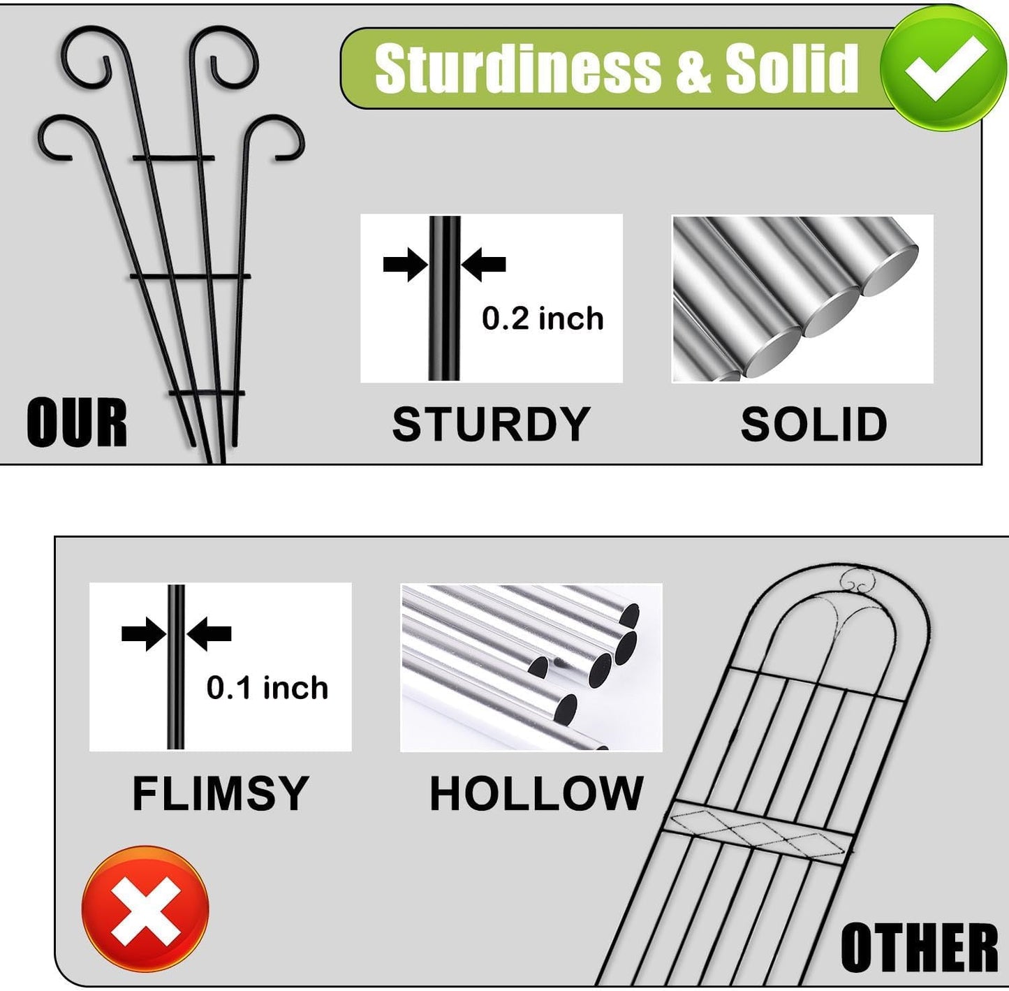 2 Pack 31 Inch Black Coated Wave Pot Metal Trellis Stakes for Climbing Plants Patio Plant Support for Outdoor,Rose