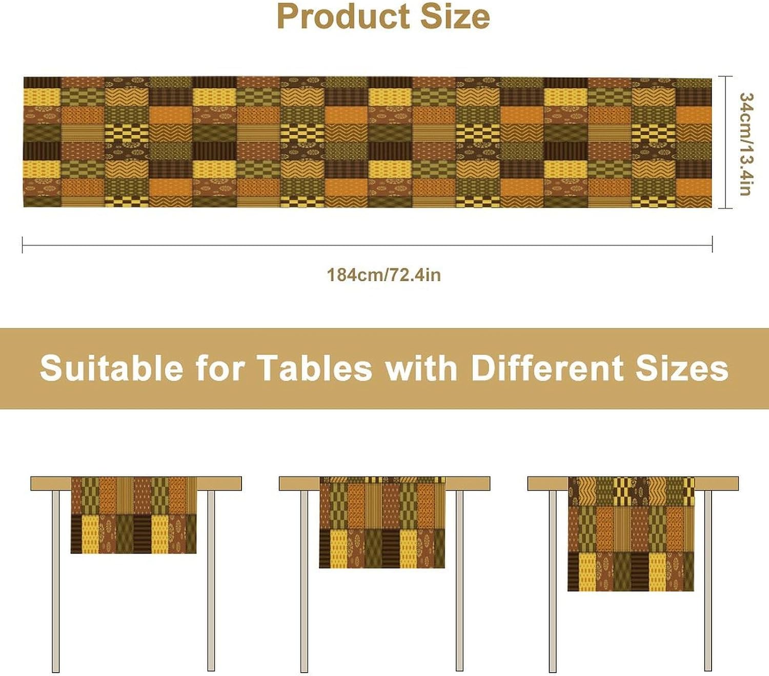 Vintage Patchwork Table Runner Abstract Geometric Pattern Splicing Design Pattern Printed Linen Table Runner for Home