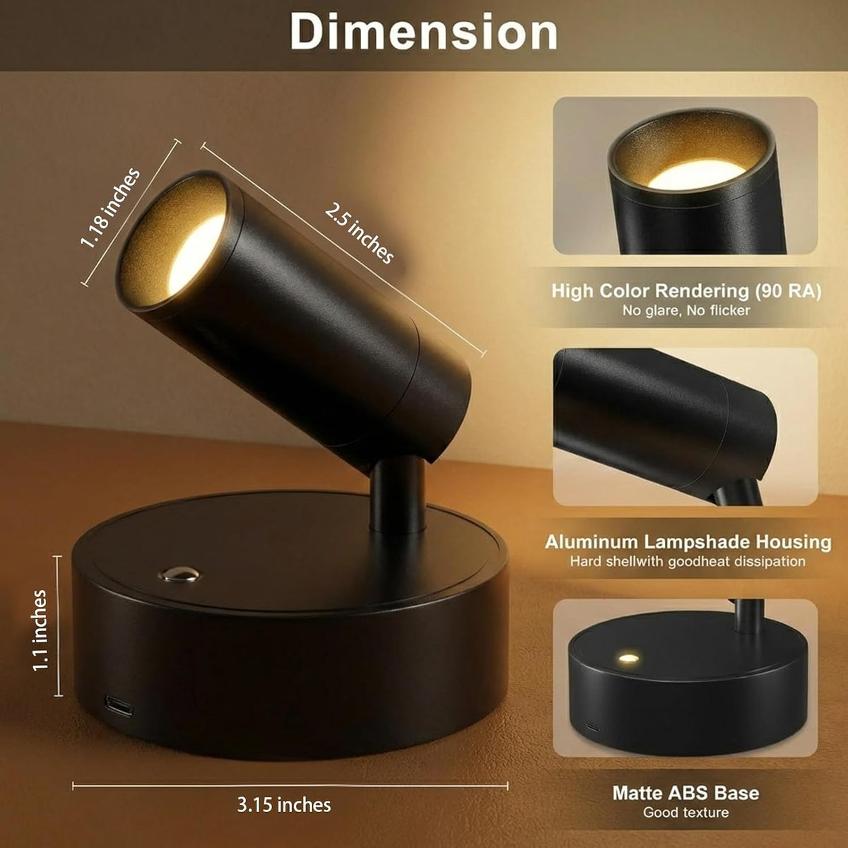 Magnetic Rechargeable Picture Light 2 Pack, Wireless Art Spotlight with Remote & Touch Control, 3 Color Temps Dimmable