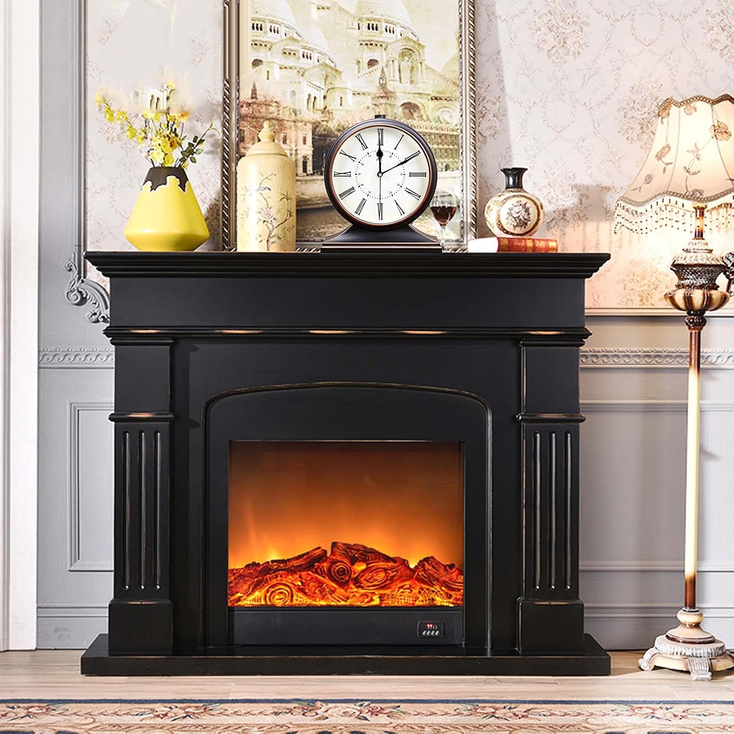 Silent Vintage Farmhouse Mantel Clock for Living Room 10-inch | Desk Clock Battery Operated for Table