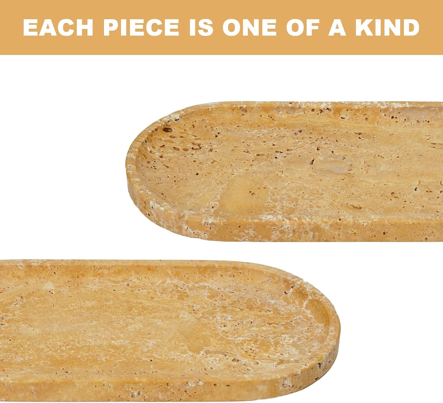 Catchall Tray / Wabi Sabi Home Countertop Organizer / Golden Travertine / 12 x 6 x 0.8 / Natural