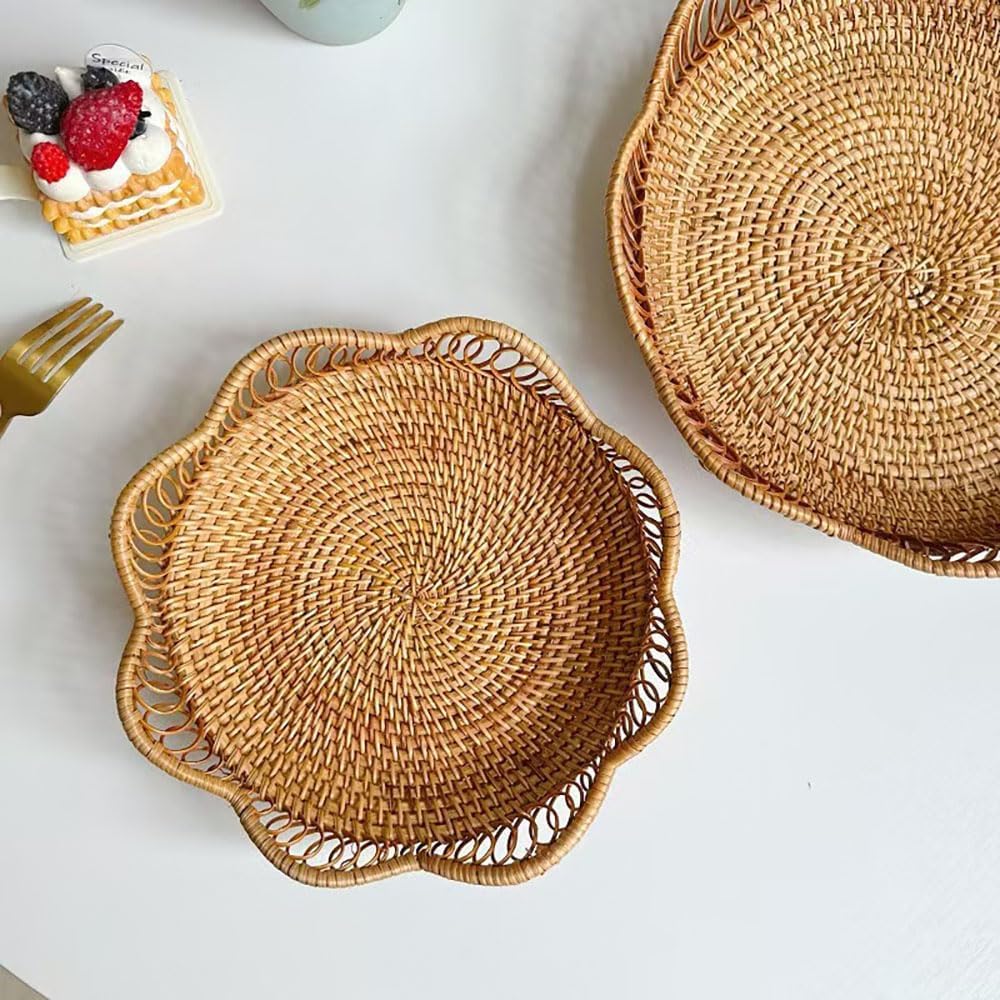 Rattan Bread Basket / Natural Rattan, , Wavy / Medium