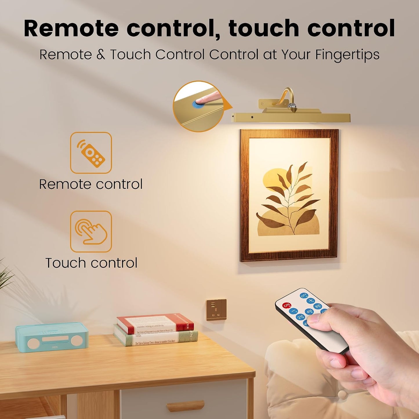 4 Pack Art Light Set, 12" Wireless Battery Picture Lighting, Remote Control Timer 3 Color Temps for Bedroom,Hallway