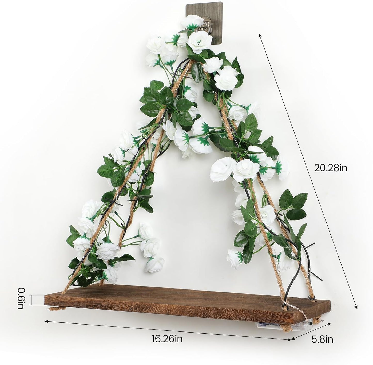 Floating Shelves / Plant Wall Decor / White Flower