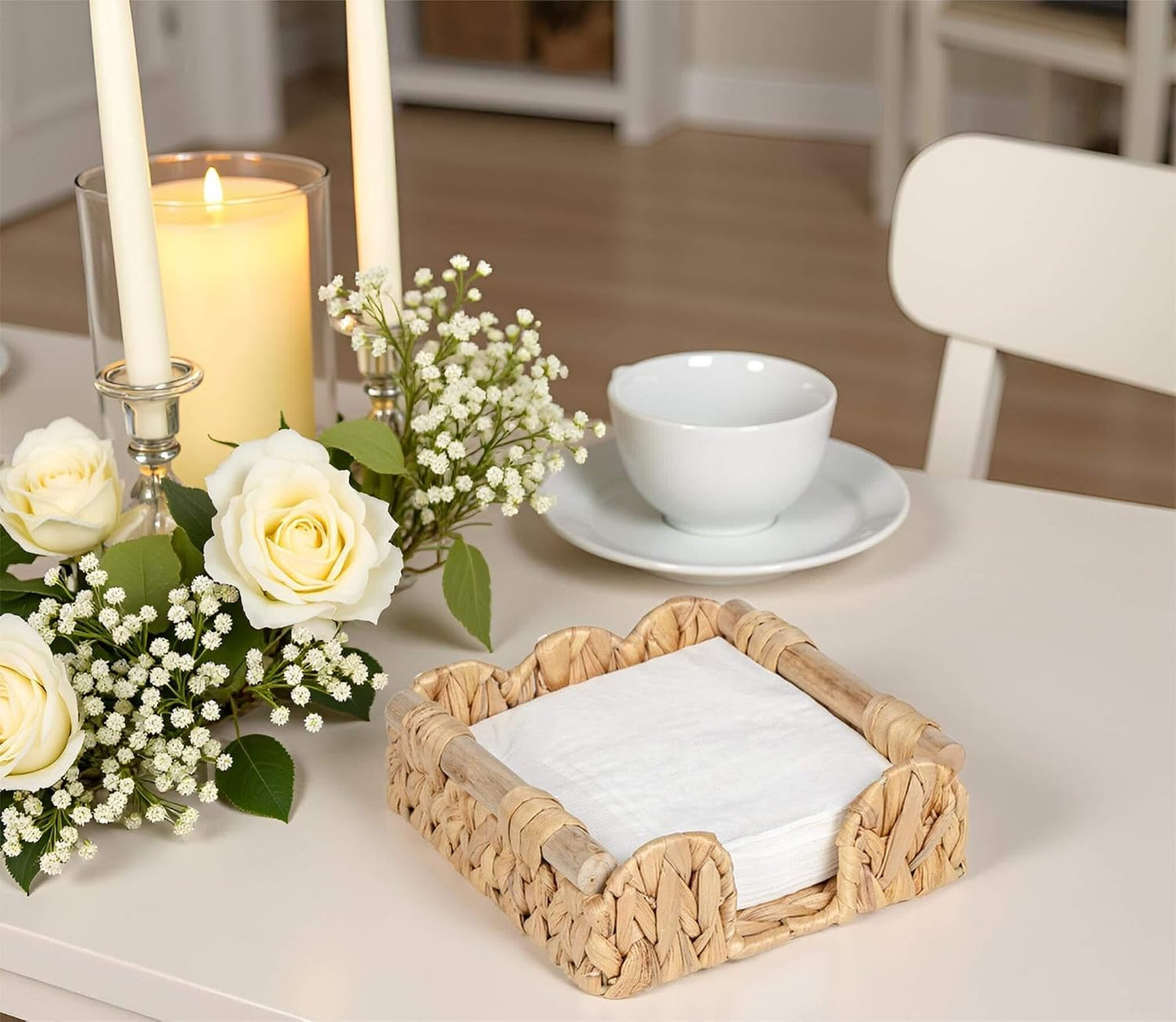 Rattan Wicker Luncheon Napkin Holder ’’ / Natural / 7.5 x 7.5 / Flat