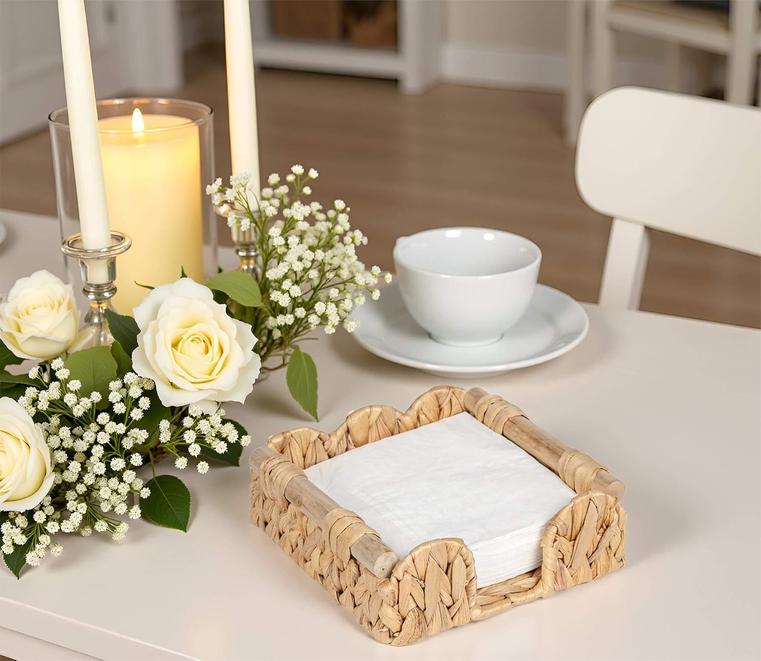 Rattan Wicker Luncheon Napkin Holder ’’ / Natural / 7.5 x 7.5 / Flat