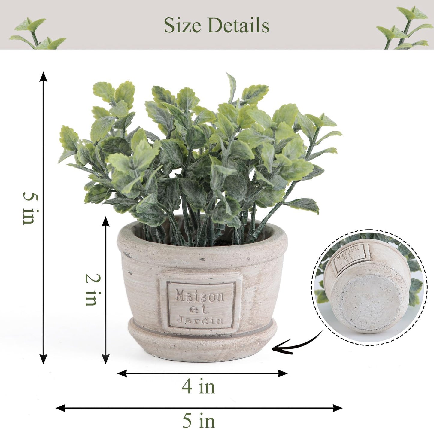 Small Artificial Plants / Mint / Set of 2