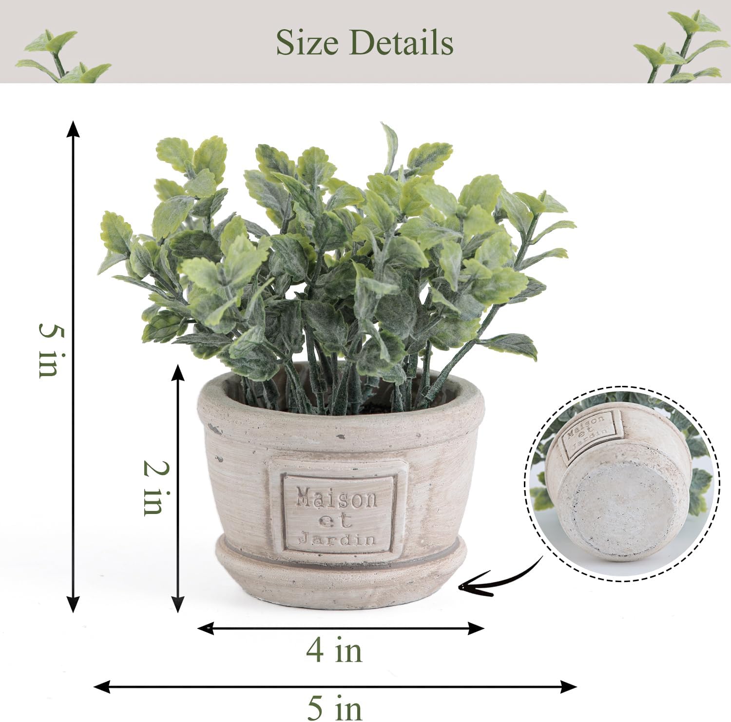 Small Artificial Plants / Mint / Set of 2