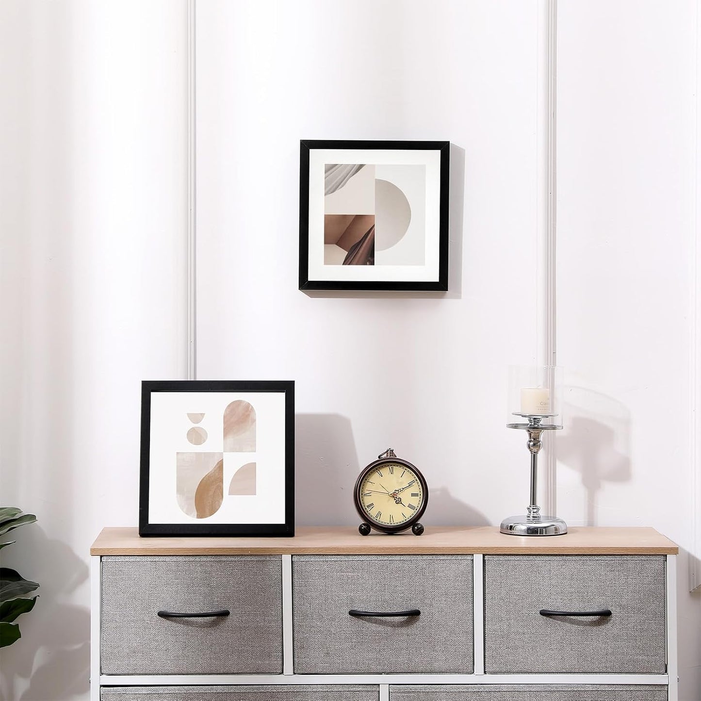 Muzilife 10x10 Shadow Box 3D Picture Frames, Wood, Real Glass, White,2 Pack | FSC-Certified MDF | With Stand | Tabletop